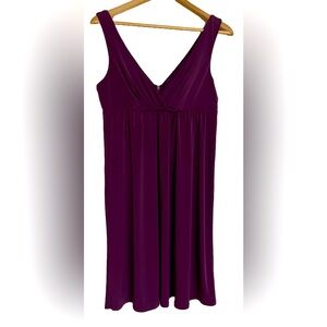 AA STUDIO purple sleeveless wash and wear cocktail midi dress, empire waist